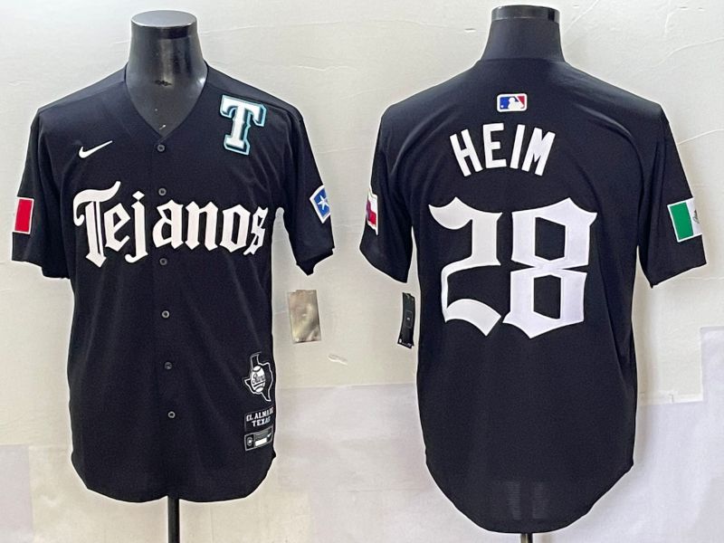 Men 2025 Texas Rangers #28 Heim Black Five generations Joint Name Nike MLB Jersey style 6->women mlb jersey->Women Jersey